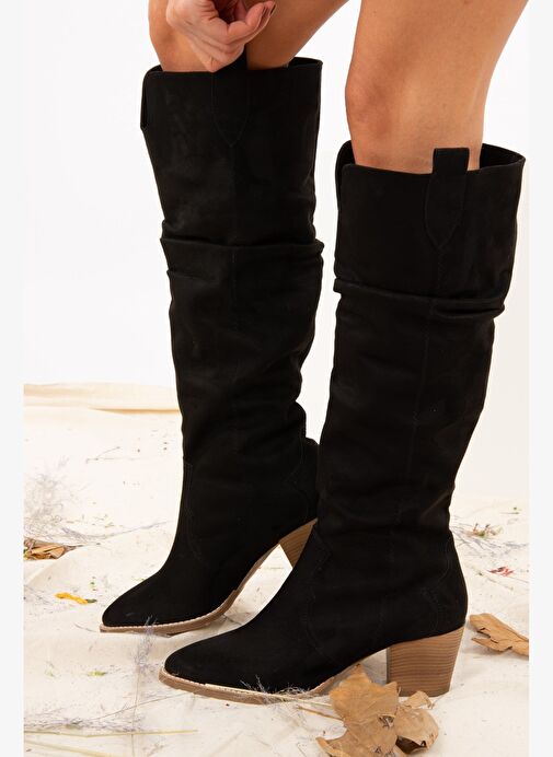 Siyah Süet Kadın Çizme J404040102 - Görsel 3