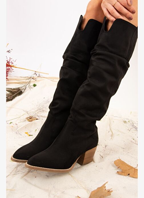 Siyah Süet Kadın Çizme J404040102 - Görsel 4