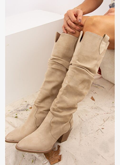 Vizon Süet Kadın Çizme J404040102 - Görsel 2