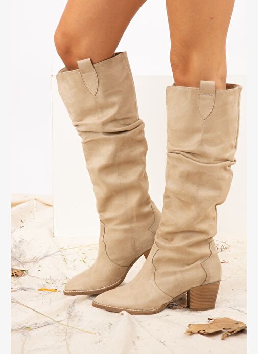 Vizon Süet Kadın Çizme J404040102 - Görsel 4