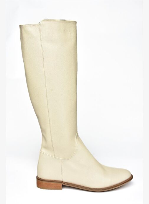 Bej Suni Deri Kadın Çizme J654065609 - Görsel 8