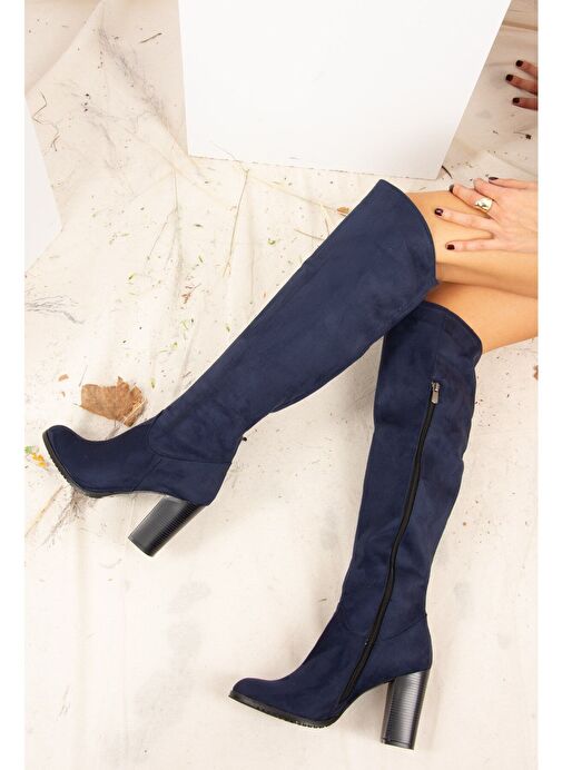 Lacivert Süet Kadın Çizme A654018002 - Görsel 4