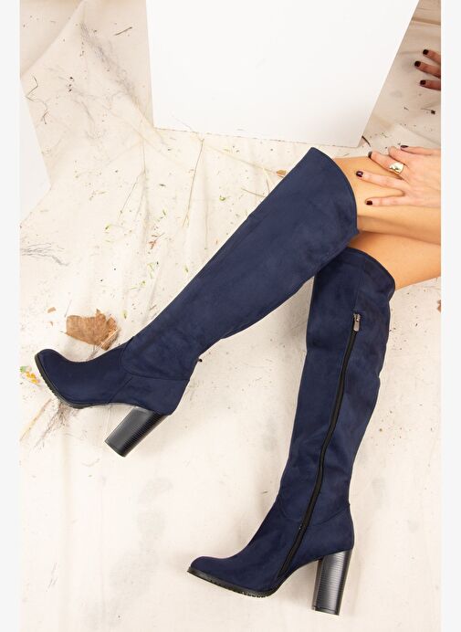 Lacivert Süet Kadın Çizme A654018002 - Görsel 4