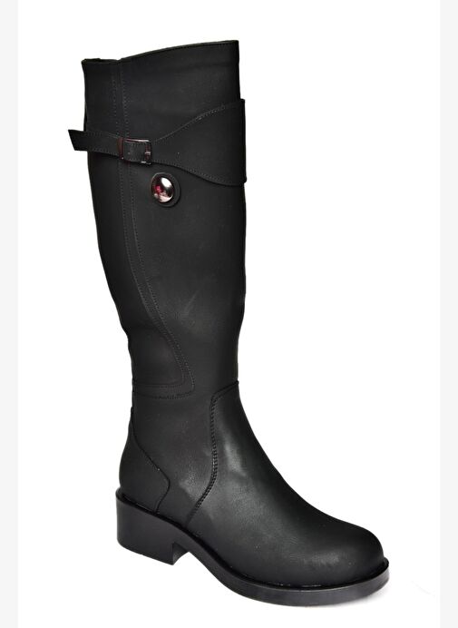 Siyah Suni Deri Kadın Çizme J674272309 - Görsel 6