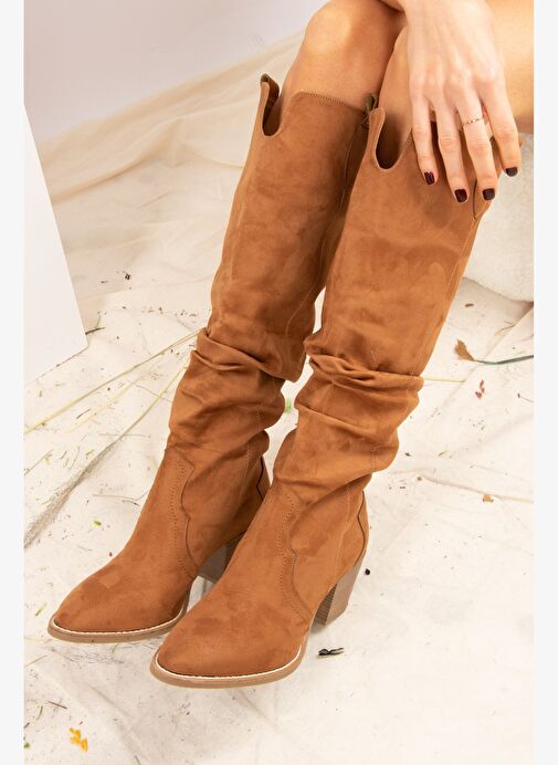 Taba Süet Kadın Çizme J404040102 - Görsel 7