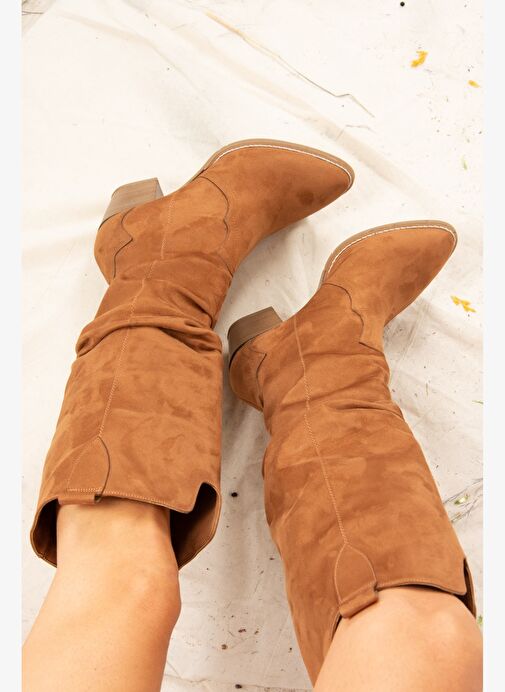 Taba Süet Kadın Çizme J404040102 - Görsel 5