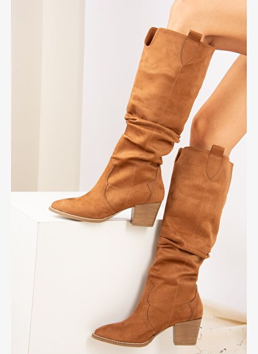 Taba Süet Kadın Çizme J404040102 - Görsel 2