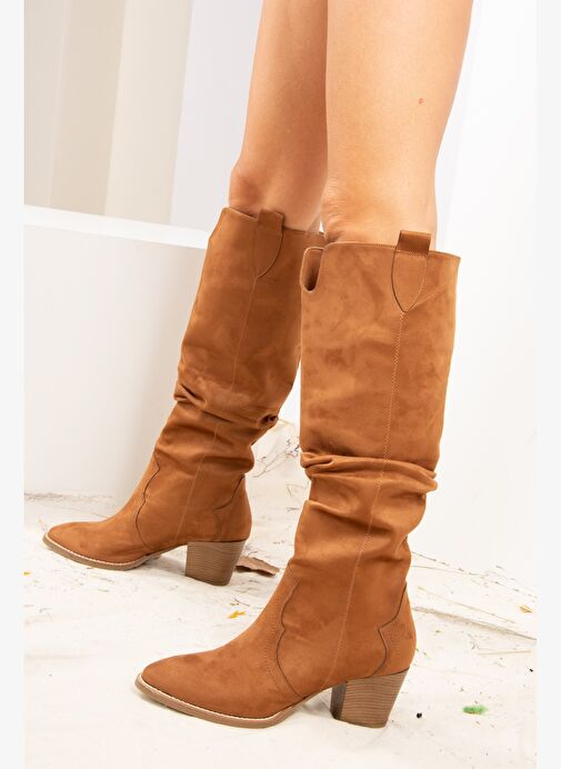 Taba Süet Kadın Çizme J404040102 - Görsel 4