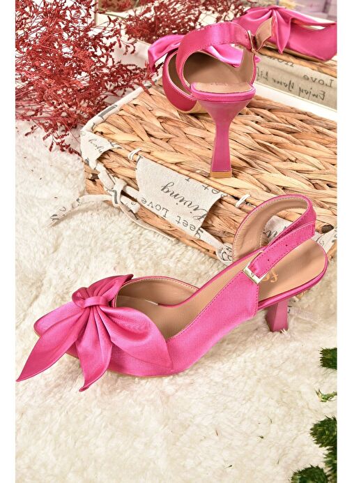 Fuşya Saten Kumaş Kadın Topuklu Ayakkabı K922164804 - Görsel 6