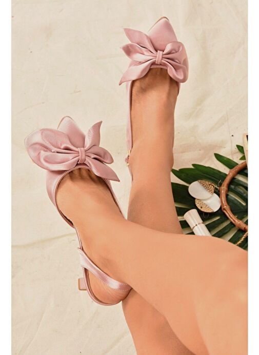 Pudra Saten Kumaş Kadın Topuklu Ayakkabı K922164804 - Görsel 2