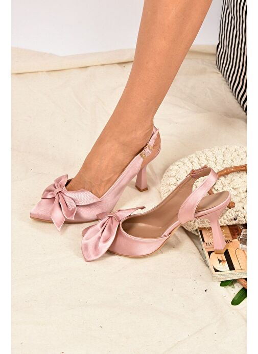Pudra Saten Kumaş Kadın Topuklu Ayakkabı K922164804 - Görsel 3