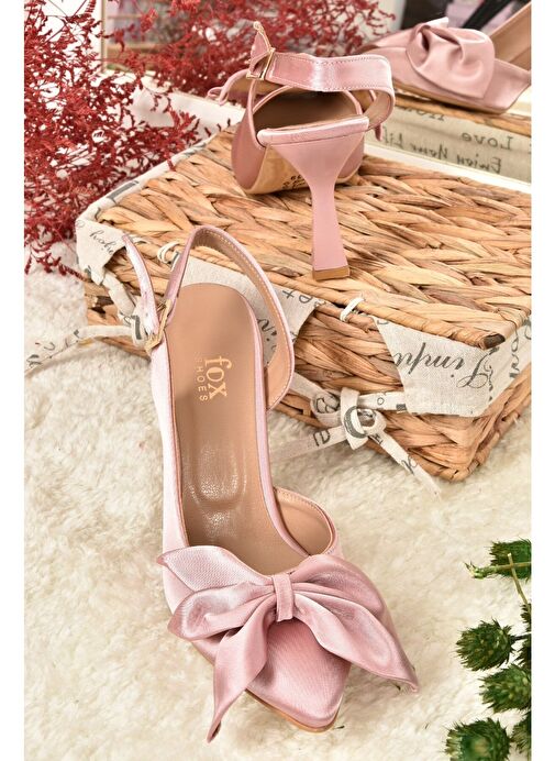 Pudra Saten Kumaş Kadın Topuklu Ayakkabı K922164804 - Görsel 4