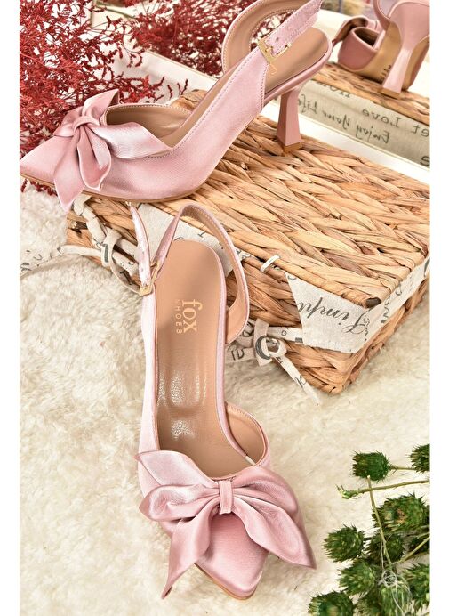 Pudra Saten Kumaş Kadın Topuklu Ayakkabı K922164804 - Görsel 8