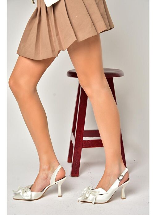 Bej Saten Kumaş Kadın Topuklu Ayakkabı K922164804 - Görsel 3