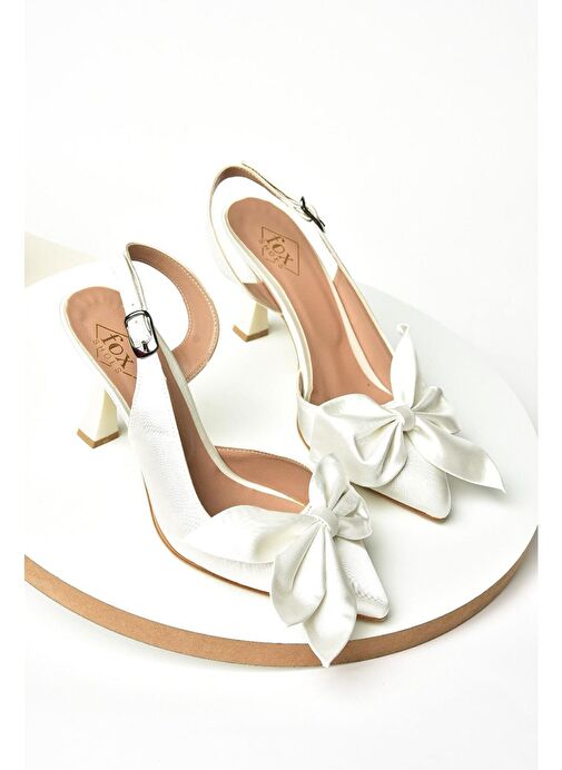 Bej Saten Kumaş Kadın Topuklu Ayakkabı K922164804 - Görsel 8