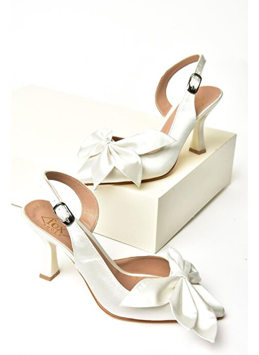 Bej Saten Kumaş Kadın Topuklu Ayakkabı K922164804 - Görsel 9