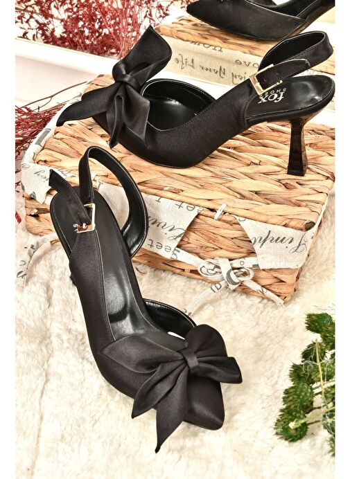 Siyah Saten Kumaş Kadın Topuklu Ayakkabı K922164804 - Görsel 5