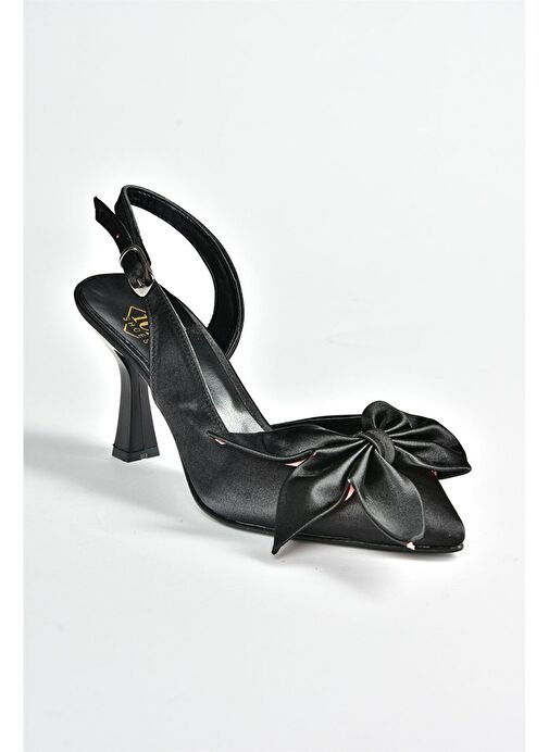Siyah Saten Kumaş Kadın Topuklu Ayakkabı K922164804 - Görsel 7