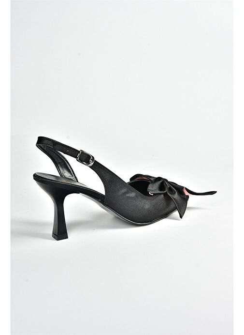 Siyah Saten Kumaş Kadın Topuklu Ayakkabı K922164804 - Görsel 8