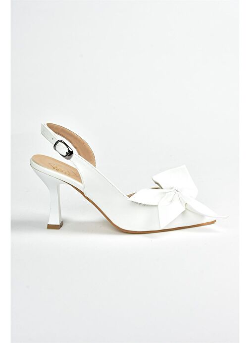 Beyaz Kurdele Detaylı Kadın Topuklu Ayakkabı K922164809 - Görsel 9
