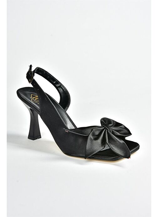 Siyah Saten Kurdele Detaylı Kadın Topuklu Ayakkabı K749384904 - Görsel 7