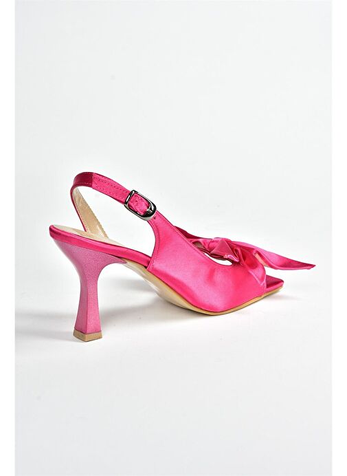 Fuşya Saten Kurdele Detaylı Kadın Topuklu Ayakkabı K749384904 - Görsel 6