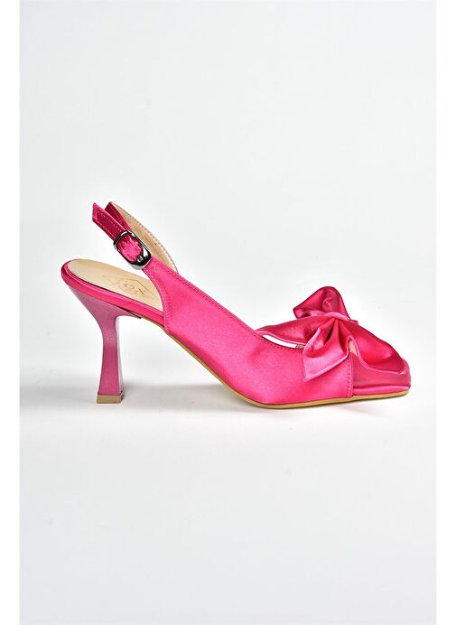 Fuşya Saten Kurdele Detaylı Kadın Topuklu Ayakkabı K749384904 - Görsel 7