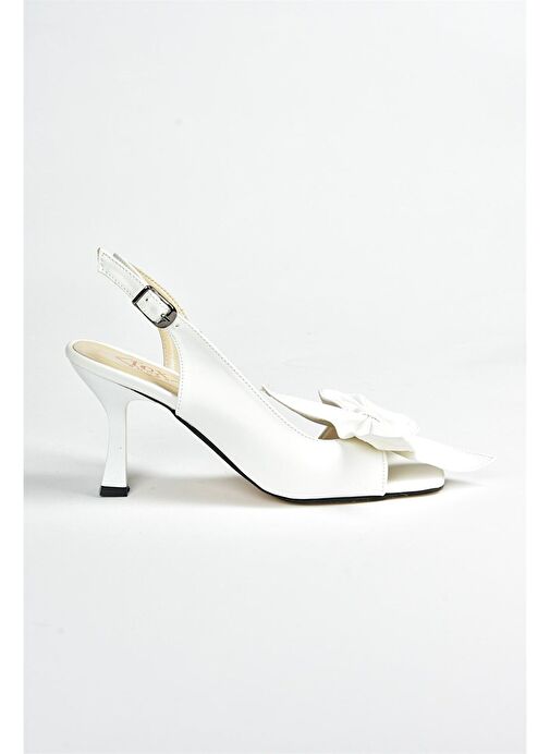 Beyaz Kurdele Detaylı Kadın Topuklu Ayakkabı K749384909 - Görsel 8