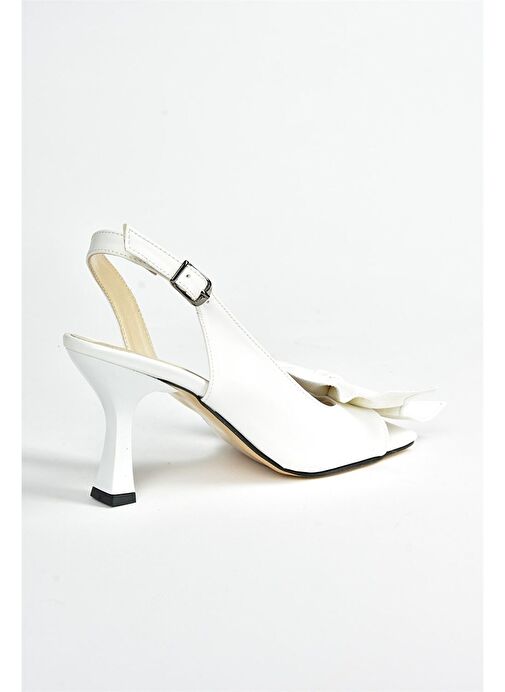 Beyaz Kurdele Detaylı Kadın Topuklu Ayakkabı K749384909 - Görsel 9