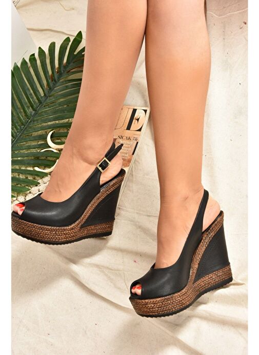 Siyah Kadın Dolgu Topuklu Ayakkabı 9674070803 - Görsel 2