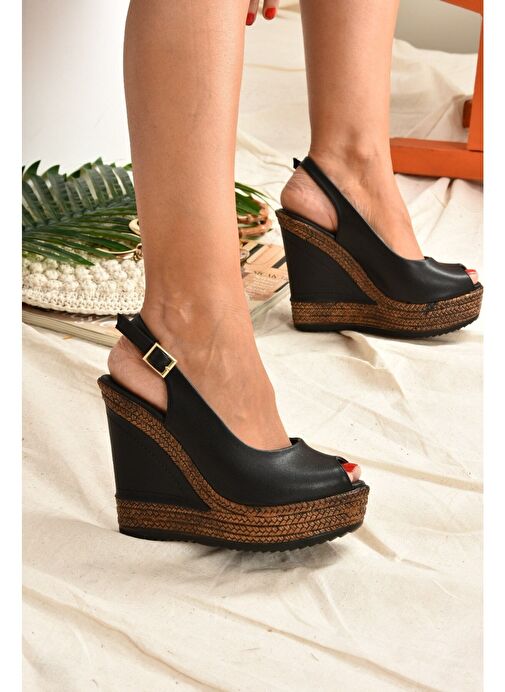 Siyah Kadın Dolgu Topuklu Ayakkabı 9674070803 - Görsel 4