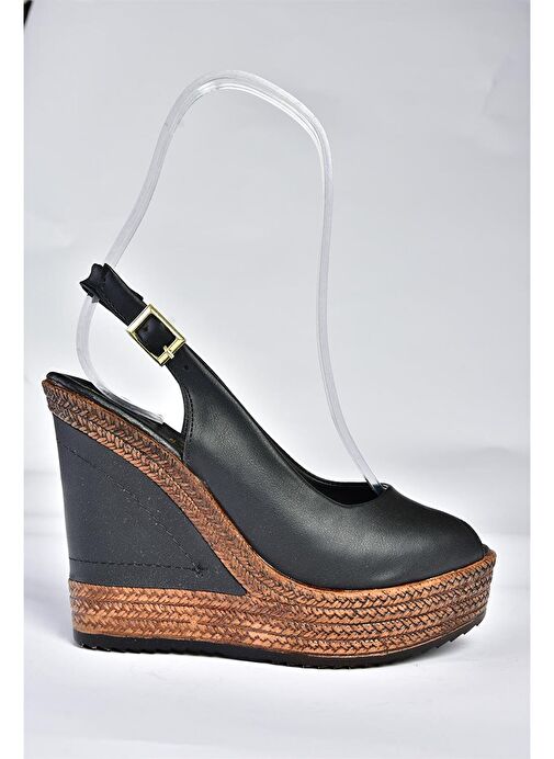 Siyah Kadın Dolgu Topuklu Ayakkabı 9674070803 - Görsel 6