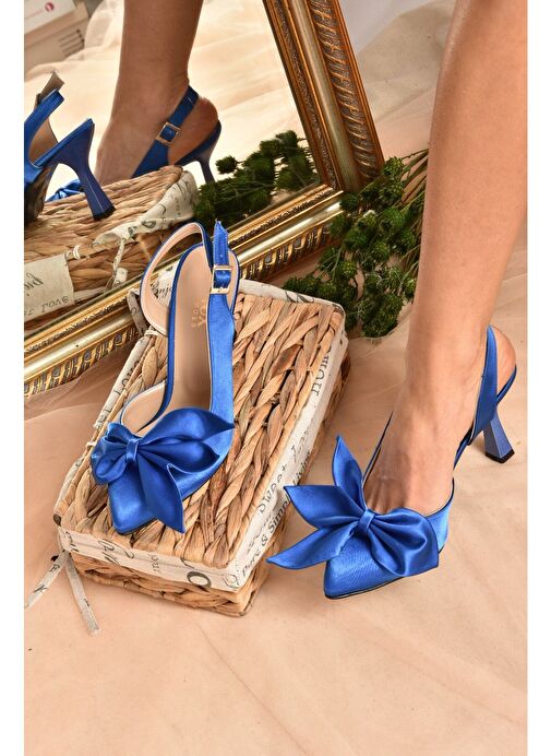 Saks Mavi Saten Kumaş Kadın Topuklu Ayakkabı K922164804 - Görsel 6