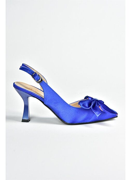 Saks Mavi Saten Kumaş Kadın Topuklu Ayakkabı K922164804 - Görsel 9