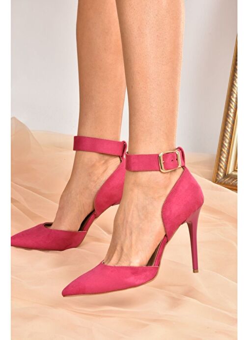 Fuşya Süet Kadın Topuklu Ayakkabı K654073302 - Görsel 3