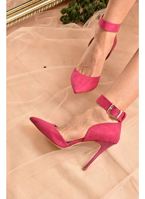 Fuşya Süet Kadın Topuklu Ayakkabı K654073302 - Görsel 5