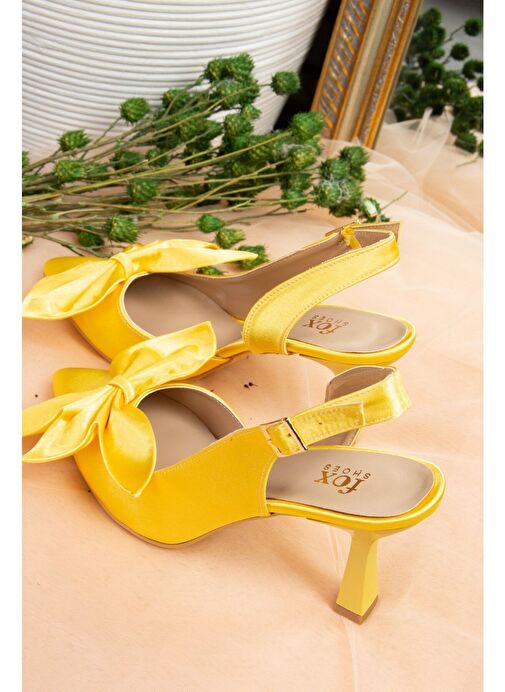 Sarı Saten Kumaş Kadın Topuklu Ayakkabı K922164804 - Görsel 5
