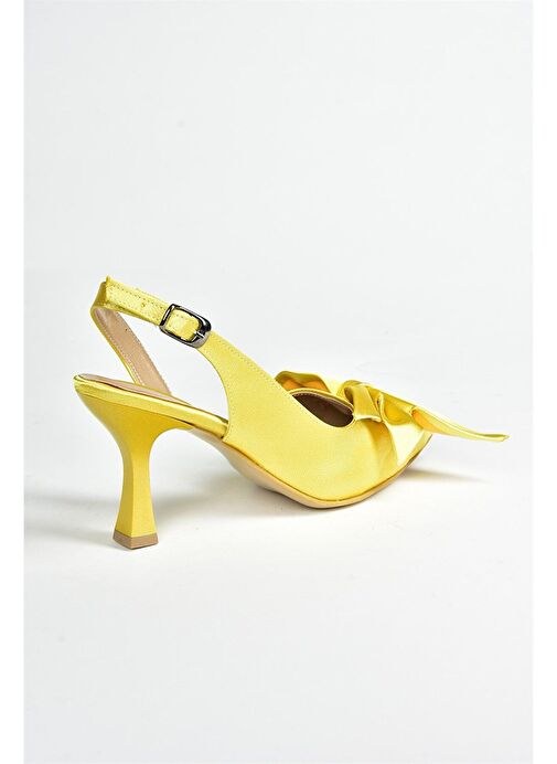 Sarı Saten Kumaş Kadın Topuklu Ayakkabı K922164804 - Görsel 7