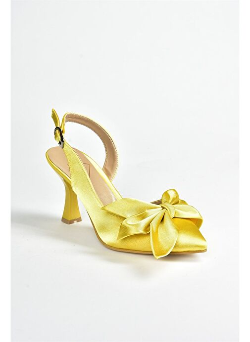 Sarı Saten Kumaş Kadın Topuklu Ayakkabı K922164804 - Görsel 8