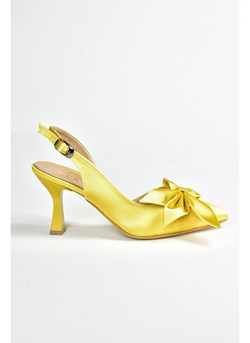 Sarı Saten Kumaş Kadın Topuklu Ayakkabı K922164804 - Görsel 9
