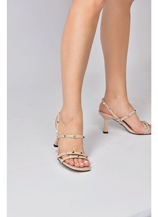 Ten Zımba Detaylı Üç Bant Kadın Topuklu Ayakkabı K404571109 - Görsel 3