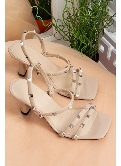 Ten Zımba Detaylı Üç Bant Kadın Topuklu Ayakkabı K404571109 - Görsel 5