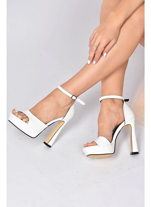 Beyaz Platform Kalın Topuklu Kadın Ayakkabı K404580109 - Görsel 2