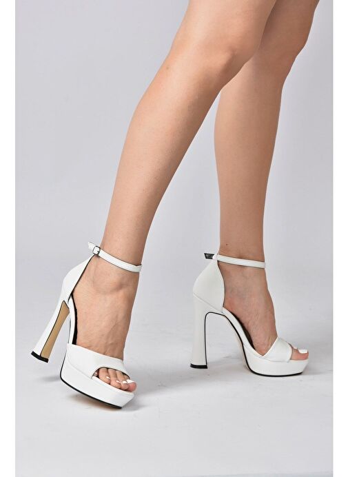 Beyaz Platform Kalın Topuklu Kadın Ayakkabı K404580109 - Görsel 3