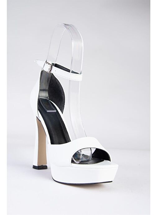 Beyaz Platform Kalın Topuklu Kadın Ayakkabı K404580109 - Görsel 7