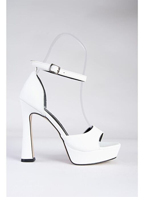 Beyaz Platform Kalın Topuklu Kadın Ayakkabı K404580109 - Görsel 8