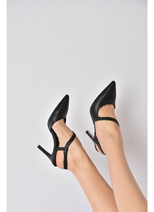 Siyah Sivri Burun Kadın Topuklu Ayakkabı K404910809 - Görsel 2