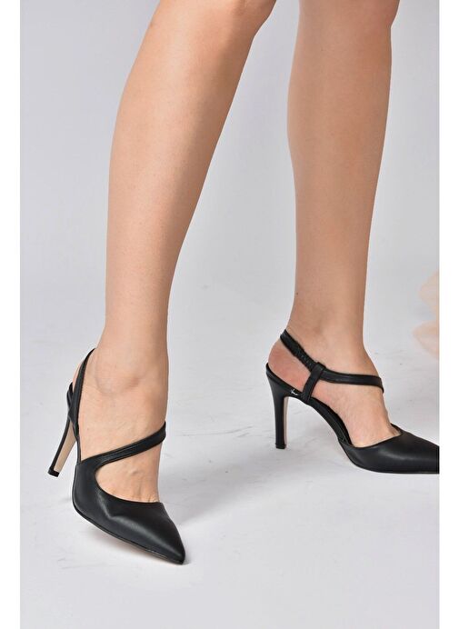 Siyah Sivri Burun Kadın Topuklu Ayakkabı K404910809 - Görsel 3