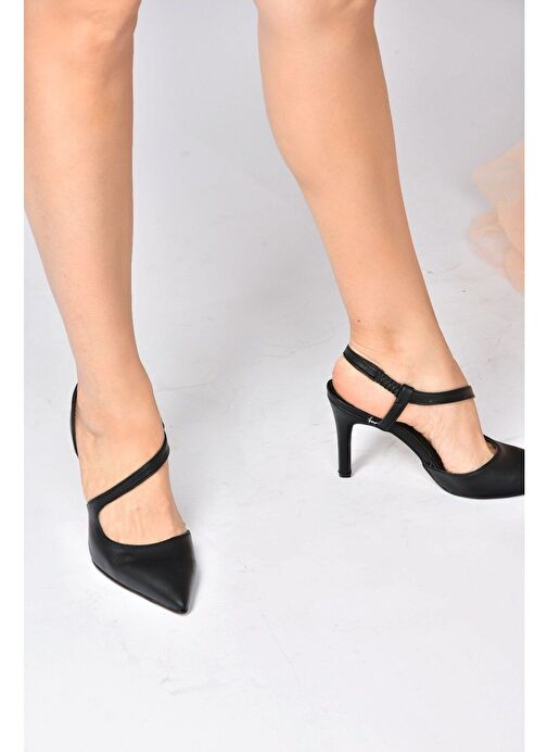 Siyah Sivri Burun Kadın Topuklu Ayakkabı K404910809 - Görsel 4
