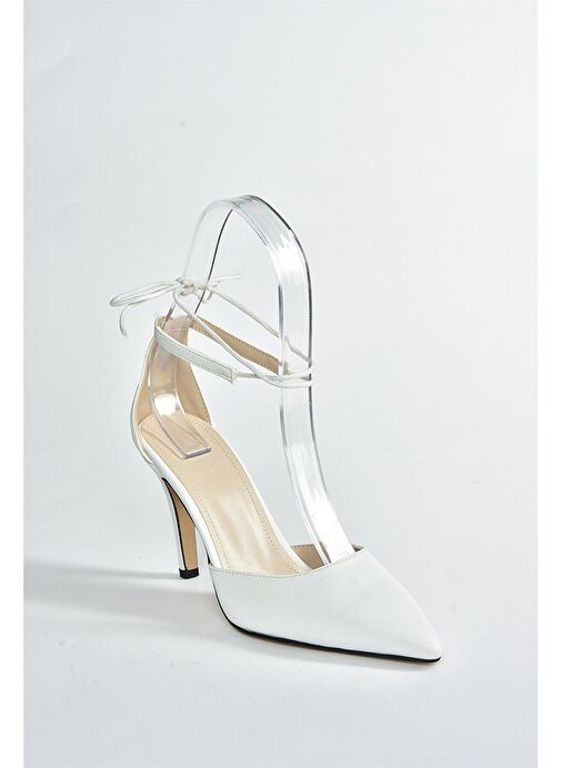 Beyaz Sivri Burun Kadın Topuklu Ayakkabı K404810209 - Görsel 6